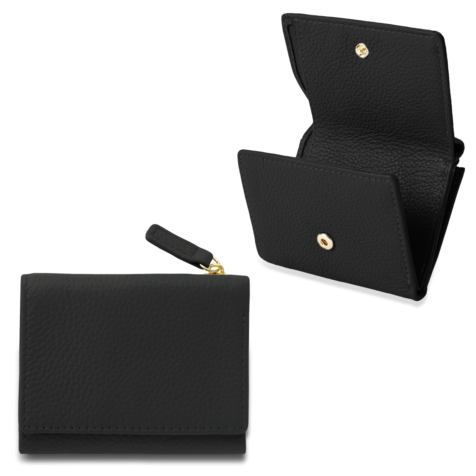 【超極美品 】 ブラック 三つ折り財布 V1 コンパクト パース 三つ折り財布 ブラック 黒