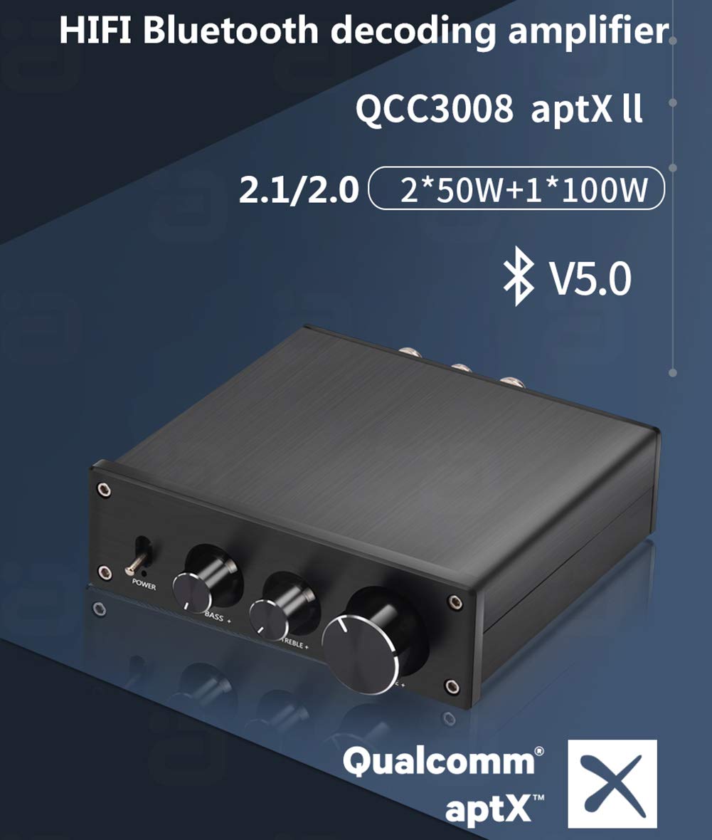 RSGK HiFi 2.1 Canales DAC Decodificación Bluetooth 5.0 Aptx Ll Amplificadores De Potencia Clase D TPA3116 Opcional Amplificador De Sonido Digital De Audio para El Hogar