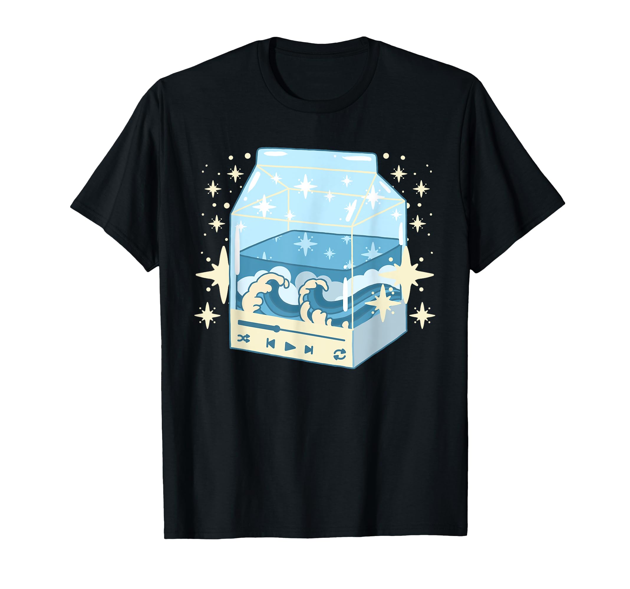 Japanese Kawaii Milk Carton Kanagawa Wave Lofi Aesthetic T-Shirt