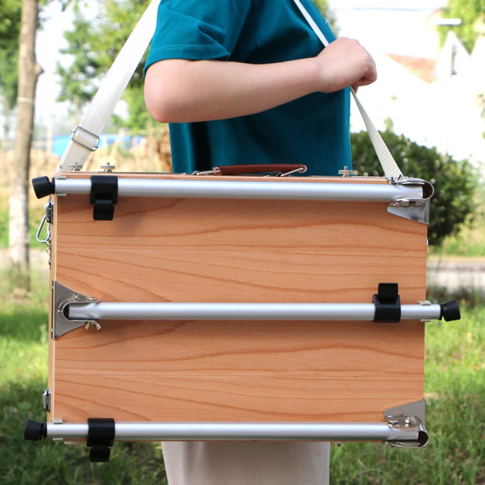 YXSH Faltbare Staffelei Aus Holz, Schubladenregal Und Palettentablett, Tragbare Künstler-Staffeleibox Zum Malen Im Freien