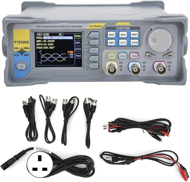 DDS Signal Generator 3-Channel Arbitrary Waveform Function Generator Frequency Meter 4 TTL Level Output(FY8300S-60M UK Plug 100-240V)