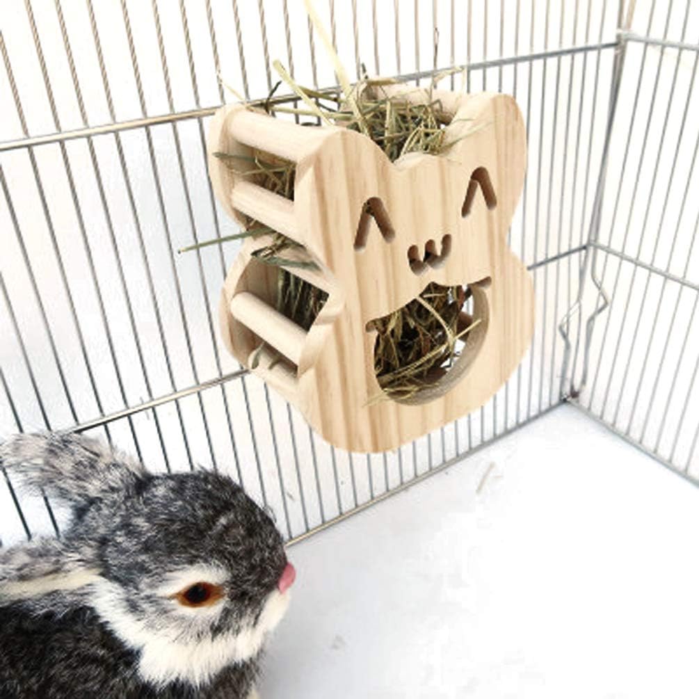 Rabbit Hay Feeder Wood, Bunny Guinea Pig Hay Feeder, Wooden Hay Feeder, Guinea Pig Hay Feeder, Wood Chinchilla Plastic Food Bowl for…