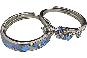 Blue Glow Star Promise Matching Rings for Couples