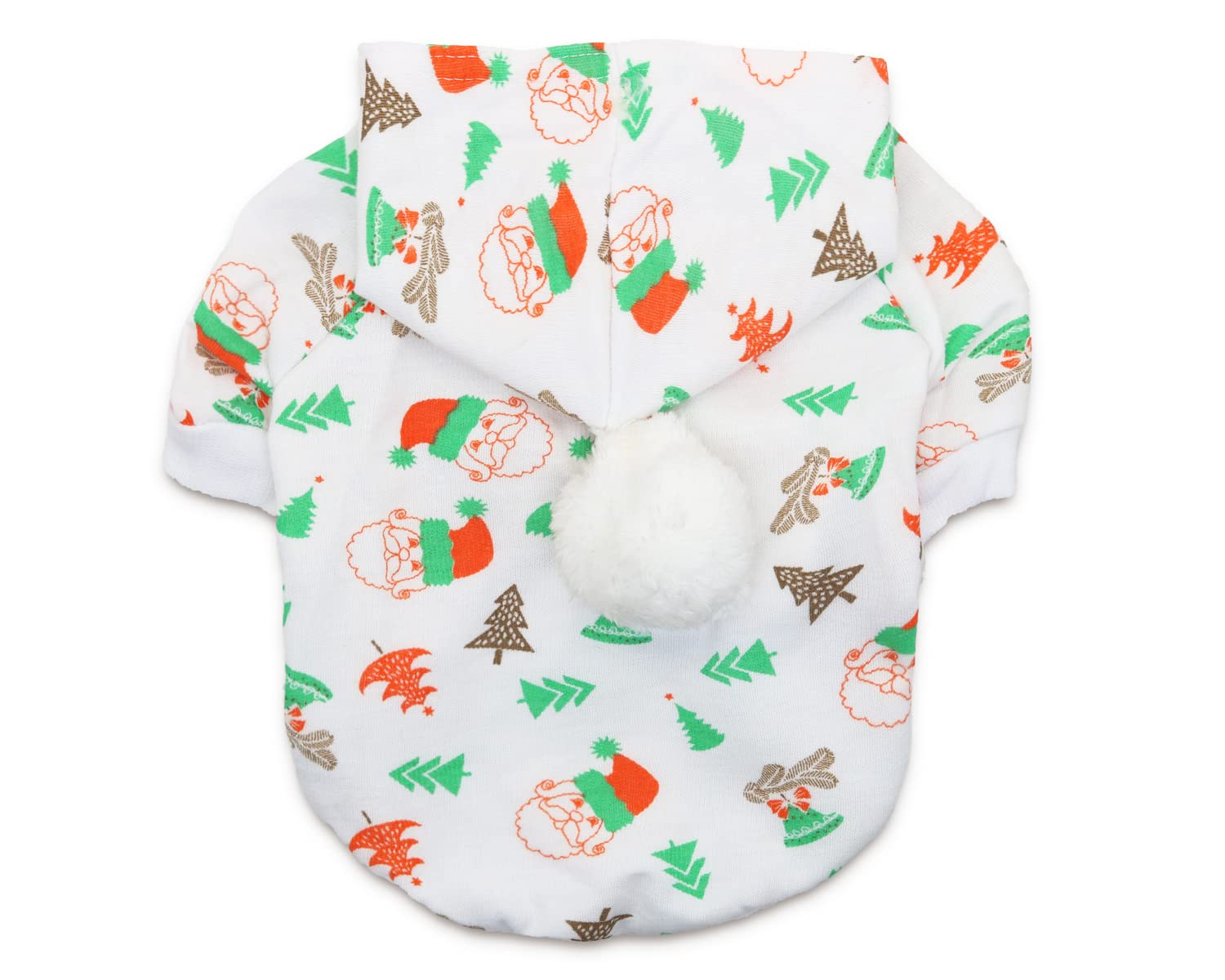 DroolingDog Christmas Dog Hoodie - Santa Costume with Leash Hole for Small Dogs