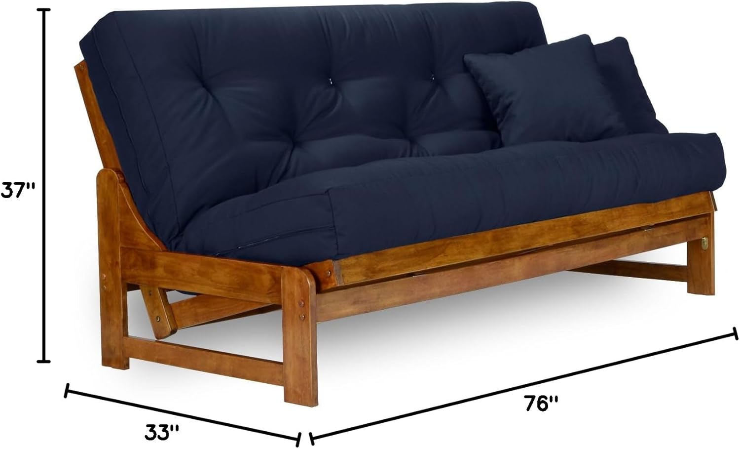 Nirvana Futons Arden Futon Set - Full Size, Frame, 8" Mattress, Twill Navy Blue Cover