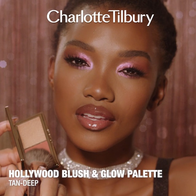 Image of Charlotte Tilbury Mini Hollywood Blush & Glow Glide Palette, Powder Blush & Highlighter Compact, Face Makeup Duo, Travel Size Makeup Palette