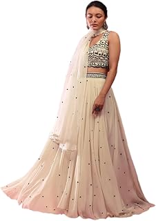 NEEL ART Women Georgette Fabric Sequine Embroidered Lehenga Dupatta with Choli Fabric Semi Stitched. Price In India