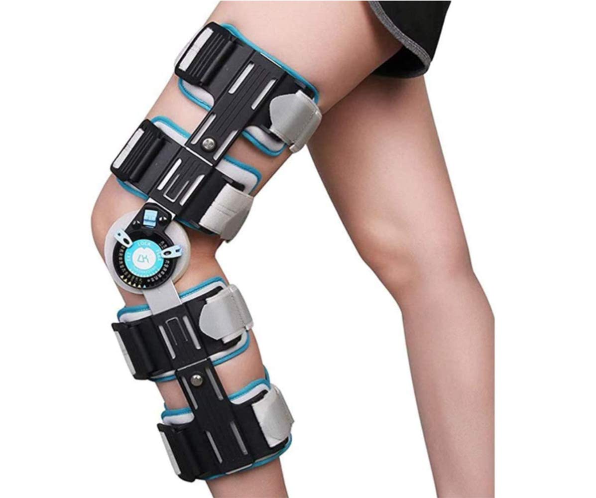 Ginocchiera Universale Incernierata Regolabile, Ortesi per Ginocchio Supporto Post-Operatorio per Infortunio Ginocchiera Incernierata Telescopica per Uomo Donna