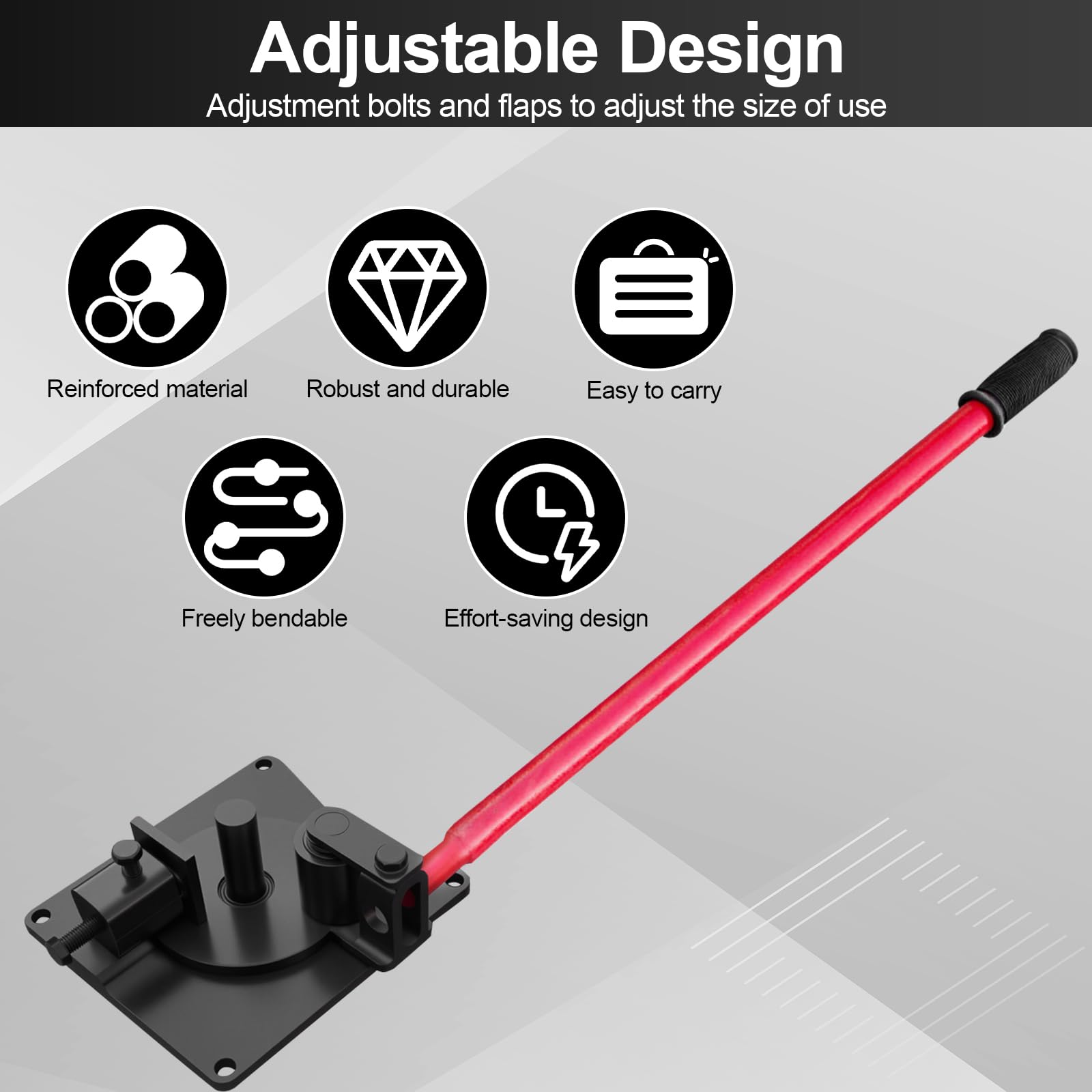 Plieuse manuelle pour acier jusqu'à 16 mm – Design robuste économe en force avec poignée en acier inoxydable, idéal pour plier l'acier rond, l'acier d'armature et l'acier plat (jusqu'à 180°)
