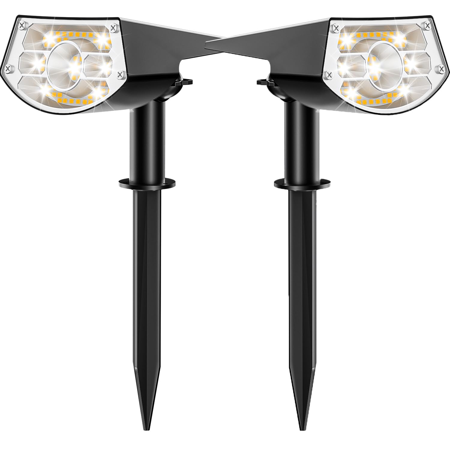 YEEHONEC Luci Solari da Giardino 60 LED, 2 Pezzi - Bianco Caldo, IP65 Impermeabili, 2 Modalità Luminosità, Autonomia 10-20h, Montaggio a Terra/Parete per Giardino e Terrazzo