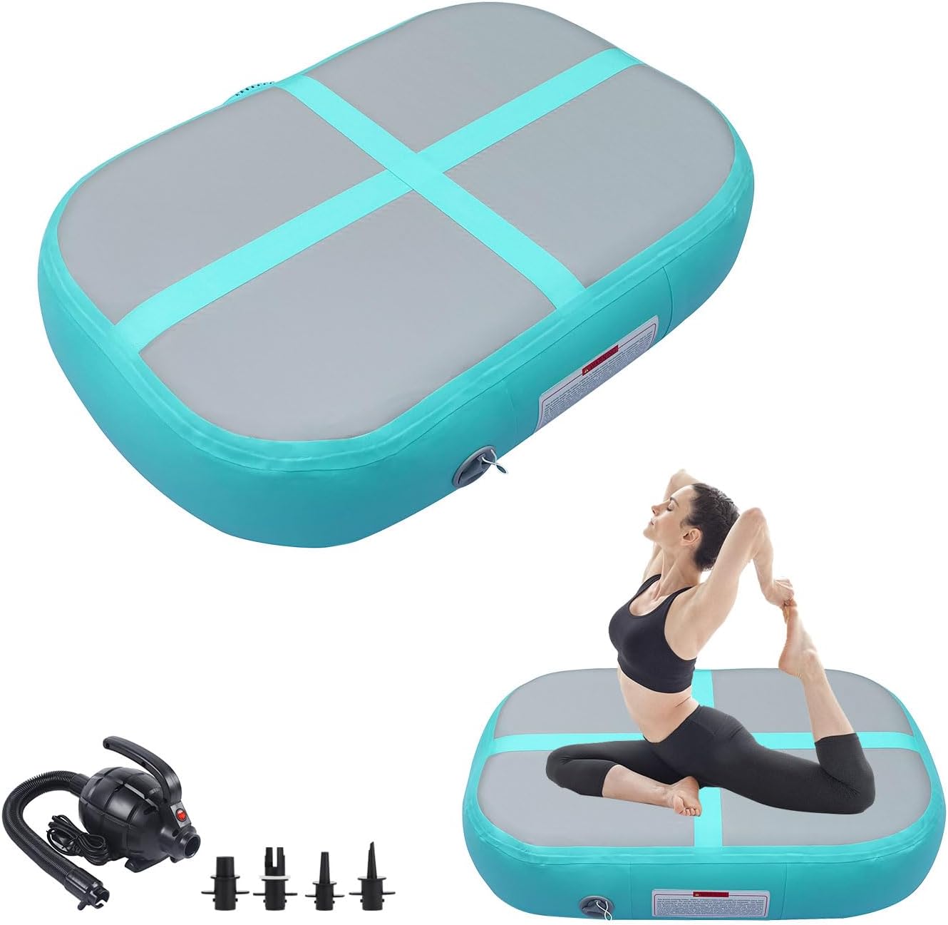 Gymnastics Air Roller Air Barrel Inflatable Tumbling Mat, Tumble Track Backhandspring Mat Gymnastic Equipment with Pump for Yoga Training Cheerleading Home Use