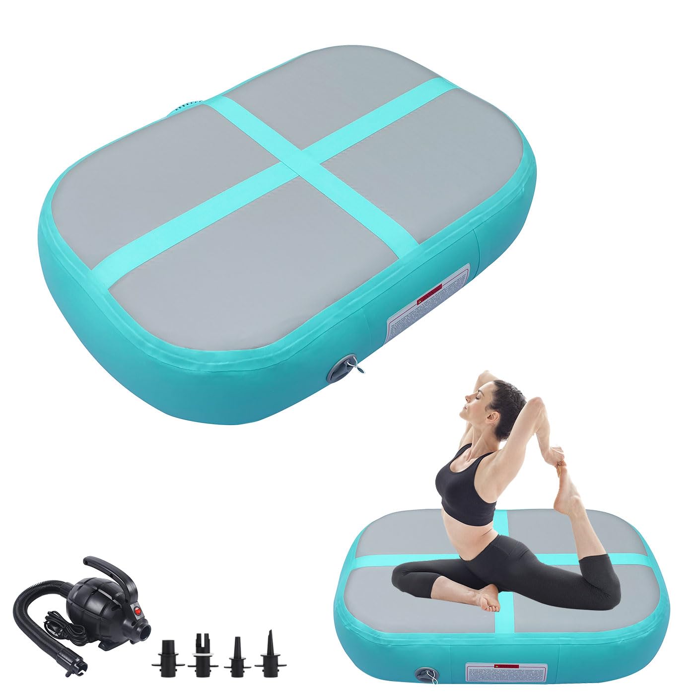 Gymnastics Air Roller Air Barrel Inflatable Tumbling Mat, Tumble Track Backhandspring Mat Gymnastic Equipment with Pump for Yoga Training Cheerleading Home Use