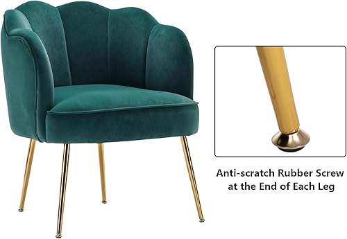 Miniatura 5 de Setawix Silla de terciopelo para sala de estar, sillón moderno para dormitorio con patas de metal dorado, silla tapizada de tela de felpa, sillas de