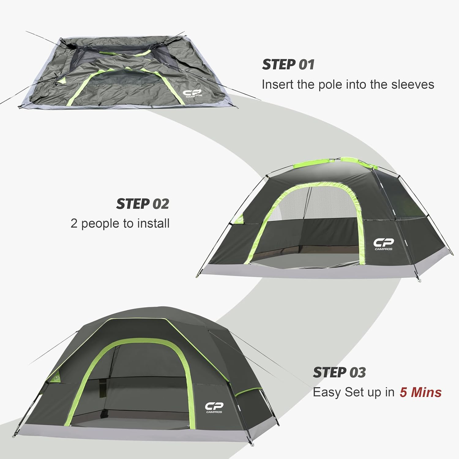 CAMPROS CP Tents for Camping 4/6 Person Tent Waterproof Windproof Double Layer Camping Tent, Easy Setup Dome Tent with Large Mesh Windows Wider Door for Outdoor Camping Hiking CAMPROS CP Tents for Camping 4/6 Person Tent Waterproof Windproof Double Layer Camping Tent, Easy Setup Dome Tent with Large Mesh Windows Wider Door for Outdoor Camping Hiking