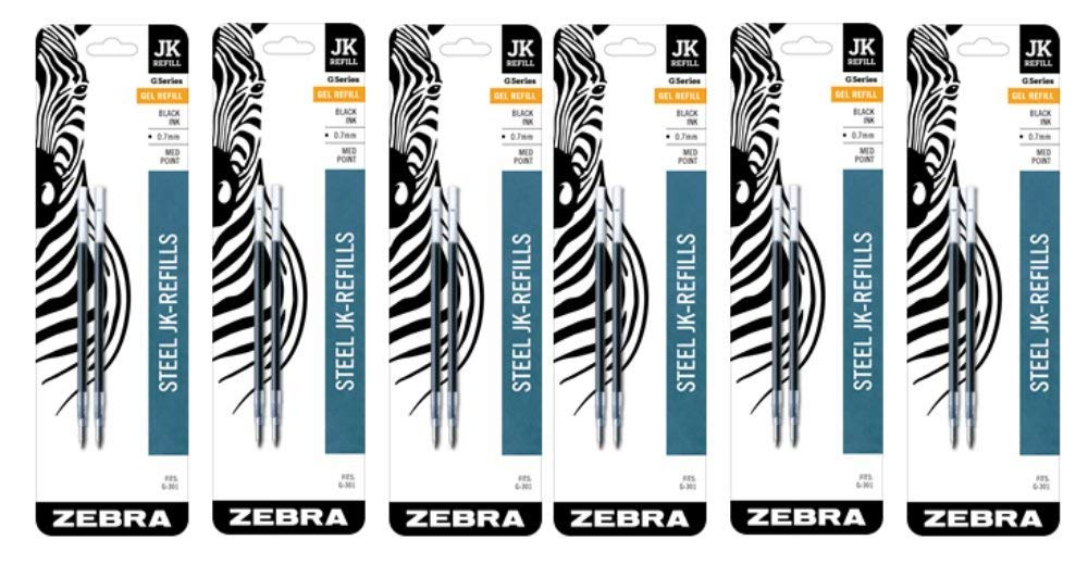 Zebra JKRefll G301 Retractable Ballpoint Pen Refills, 0.7mm, Medium