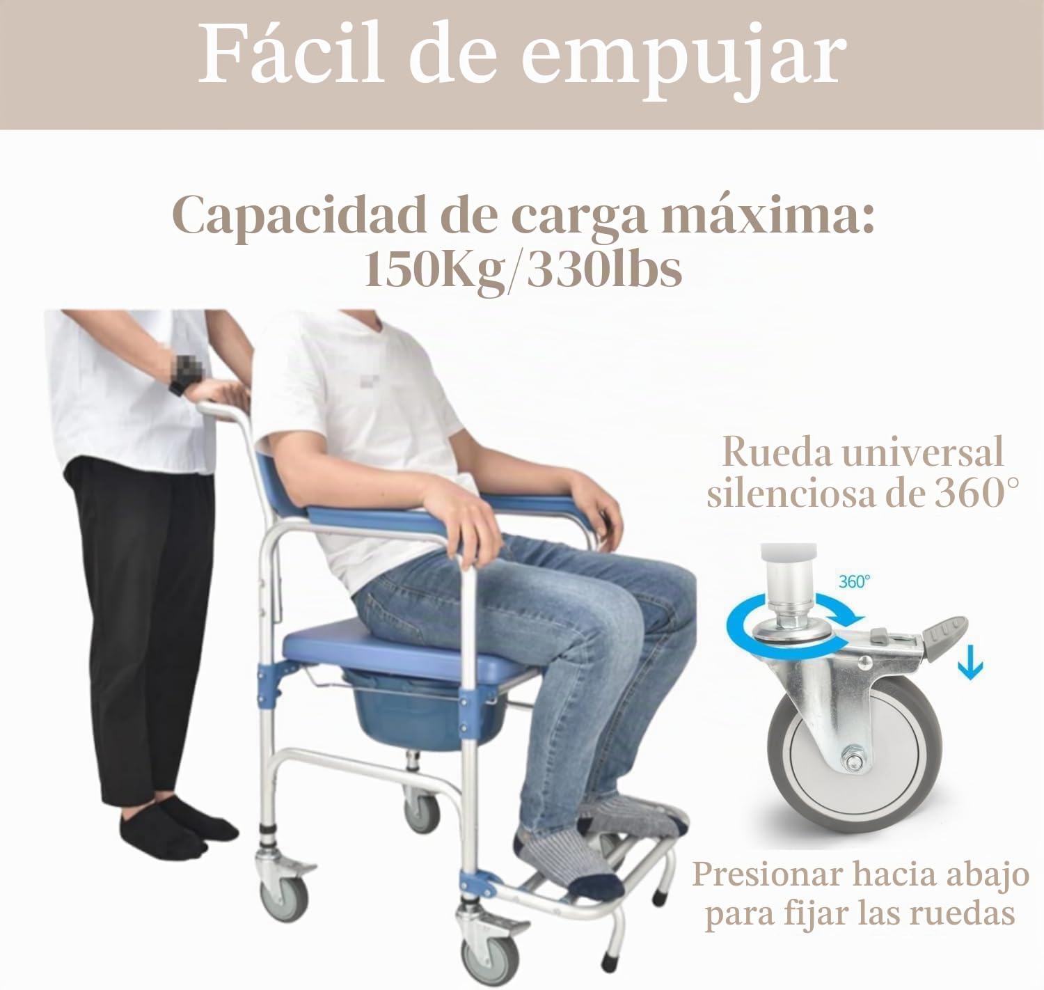 Silla de ducha con rollo silla de silla de ruedas de ducha asiento de ducha de baño silla impermeable silla con ruedas cofre de cajas de carga de la parte del techo