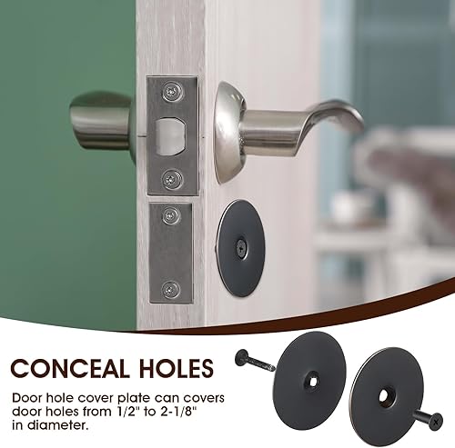 Miniatura 3 de 1 juego de placa de llenado de orificios de puerta, 2-58 pulgadas de diámetro, tornillos de conexión de 1 pulgada y 2 pulgadas, placa de cubierta de
