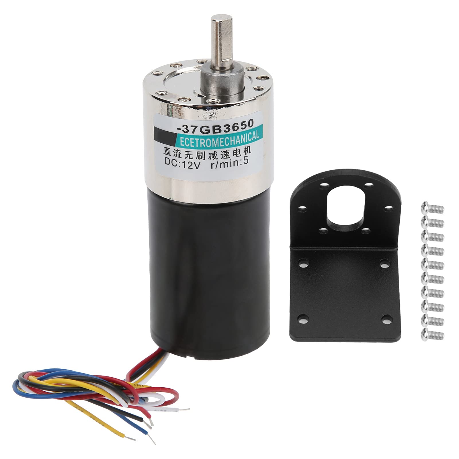 FTVOGUE Motor de Engranajes sin Escobillas de CC con Soporte, 12V 30rpm