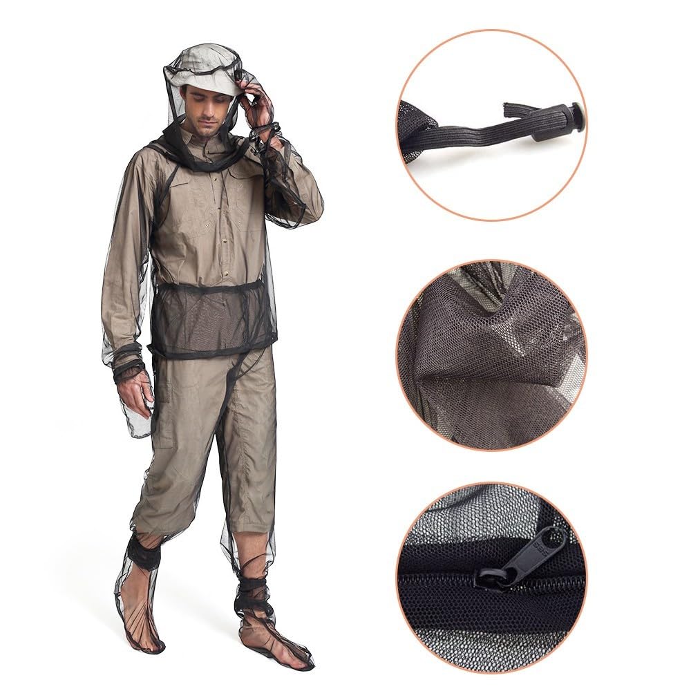 MiOYOOW Costume Anti-moustiques Extérieur, Combinaison de Protection Maille Veste Insectes de Protection avec Sac de Rangement pour L'extérieur pour Randonnée Pêche Camping Cyclisme