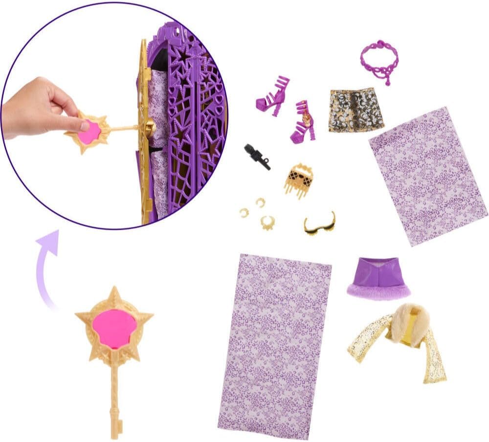 Monster High Skulltimate Secrets Doll and Accessories Set, Hauntlywood Mysteries Clawdeen Wolf with Reveal Closet & 19+ Glam Surprises Like Doll Clothe