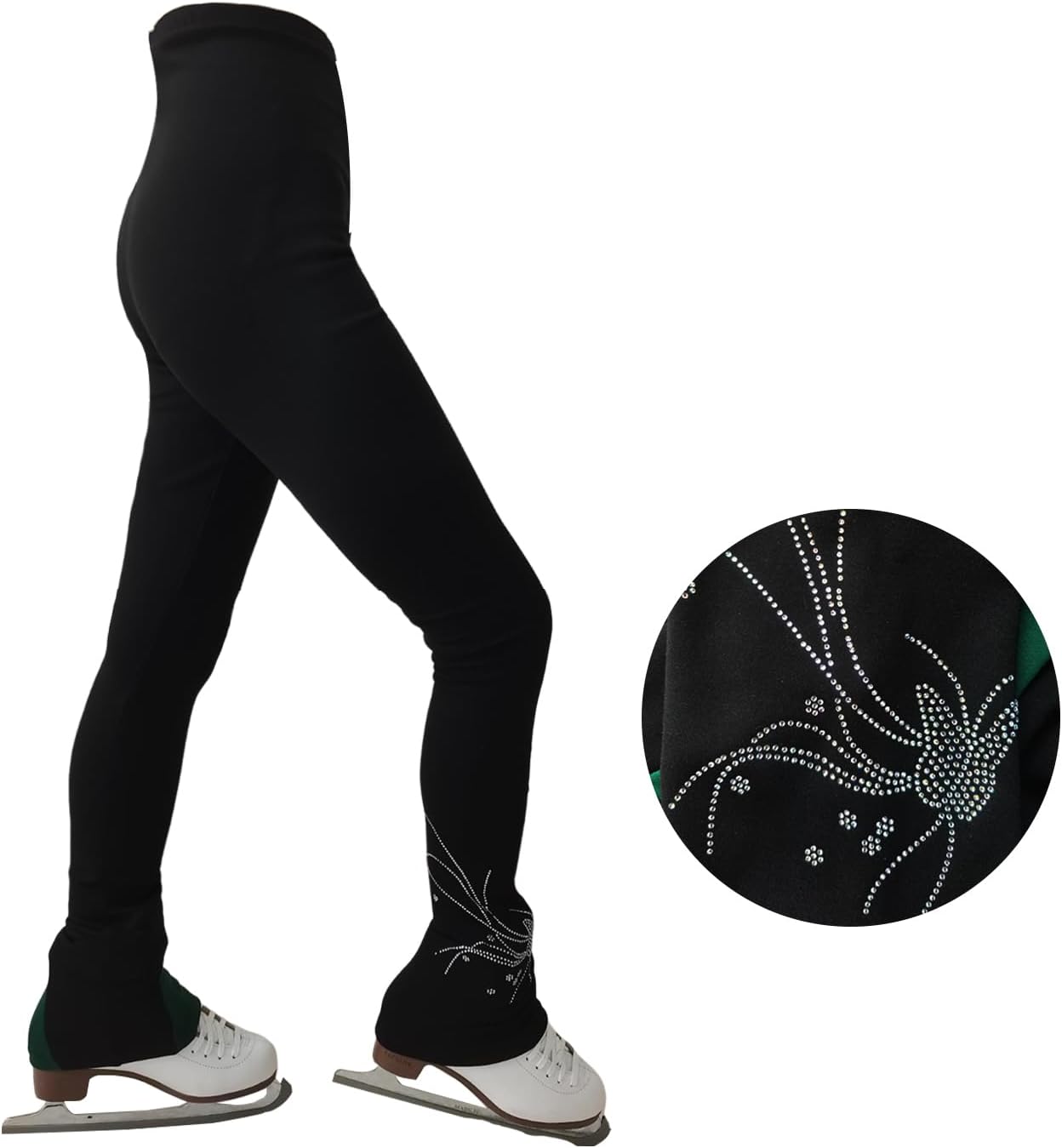 LIUHUO Figure Skating Pants Training Leggings Fleece Suit Girls Comfortable Shiny Colored Diamond