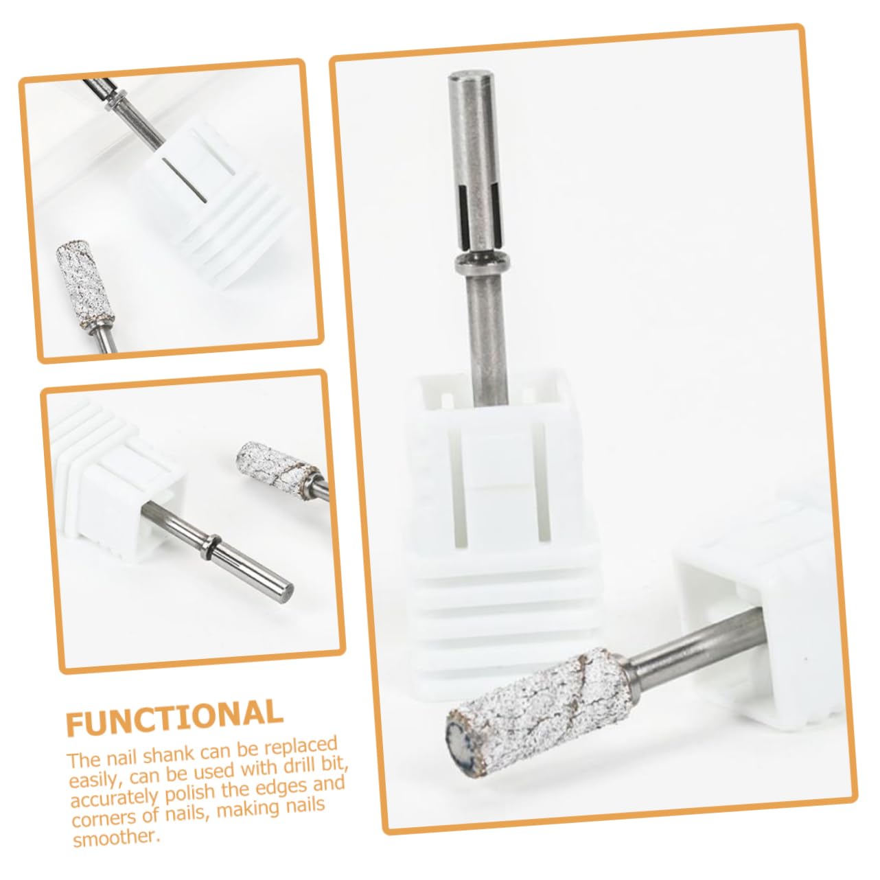 FRCOLOR 5 Piezas equipo brocas para cutículas de uñas bloquear para uñas clavo de punto pedicure corta unhas cabezales de pulido para uñas broca para cutículas Acero inoxidable