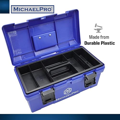 Miniatura 2 de MichaelPro MP014035 Caja de herramientas de 17 pulgadas | Bandeja interior extraíble | Estuche de transporte para tornillos, pernos, tuercas,