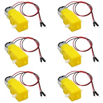 6pcs TT Motor DC Electric Motor 3V-6V Dual Shaft Geared Magnetic Gearbox Engine for Arduino Smart Car Robot, DIY Chassis Models, Vibration Products, 148 Reduction Ratio with Cable