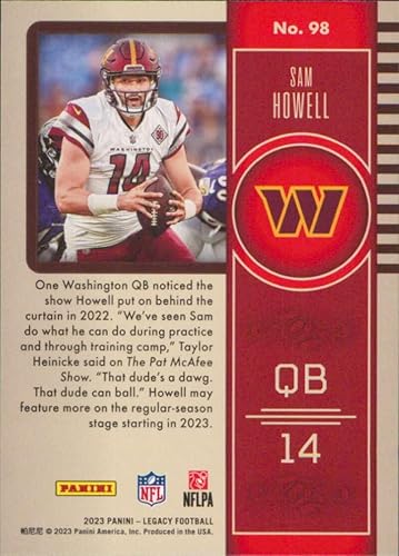 Vista 2 de 2023 Panini Legacy #98 Sam Howell Washington Commanders Football Card - Sportscard Superstore