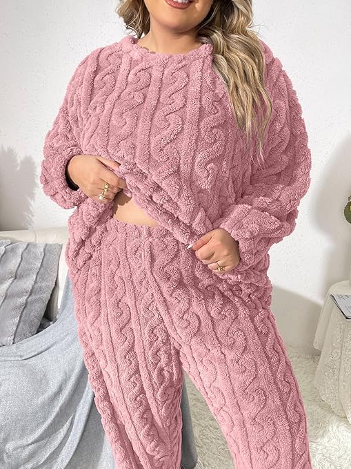 Image of Ukal Women's and Men's Wool Blend & Fleece Long Sleeve Pullover Hoodies Set Full Length Winter Nightwear Pajama and top Set Tracksuit Gym Suit Night Suit Set
