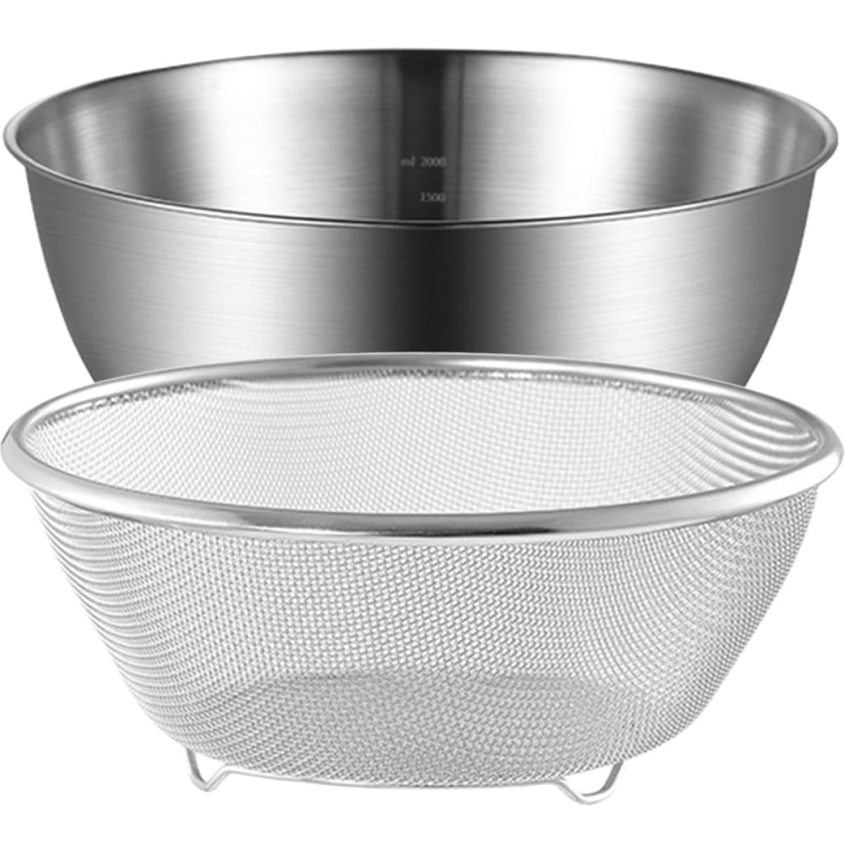 Cesta Escurridora de Acero Inoxidable para Verduras y Arroz, 2 Piezas