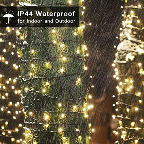 NEXVIN LED Lichterkette Weihnachtsbeleuchtung, 20M 200 LED Lichterkette Weihnachtsbaum Warmweiß Wasserdicht Erweiterbar mit 12 Modi & Timer… – Ansicht 5
