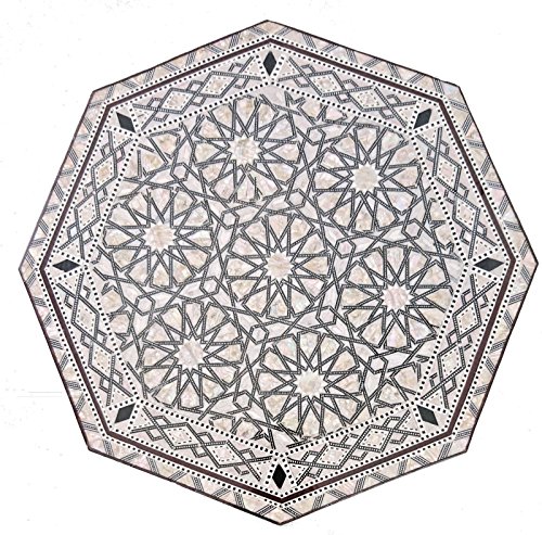 W155 Br Mother Of Pearl Moroccan Corner Wood Octagonal End Coffee Brown Table Medium #TOP1
