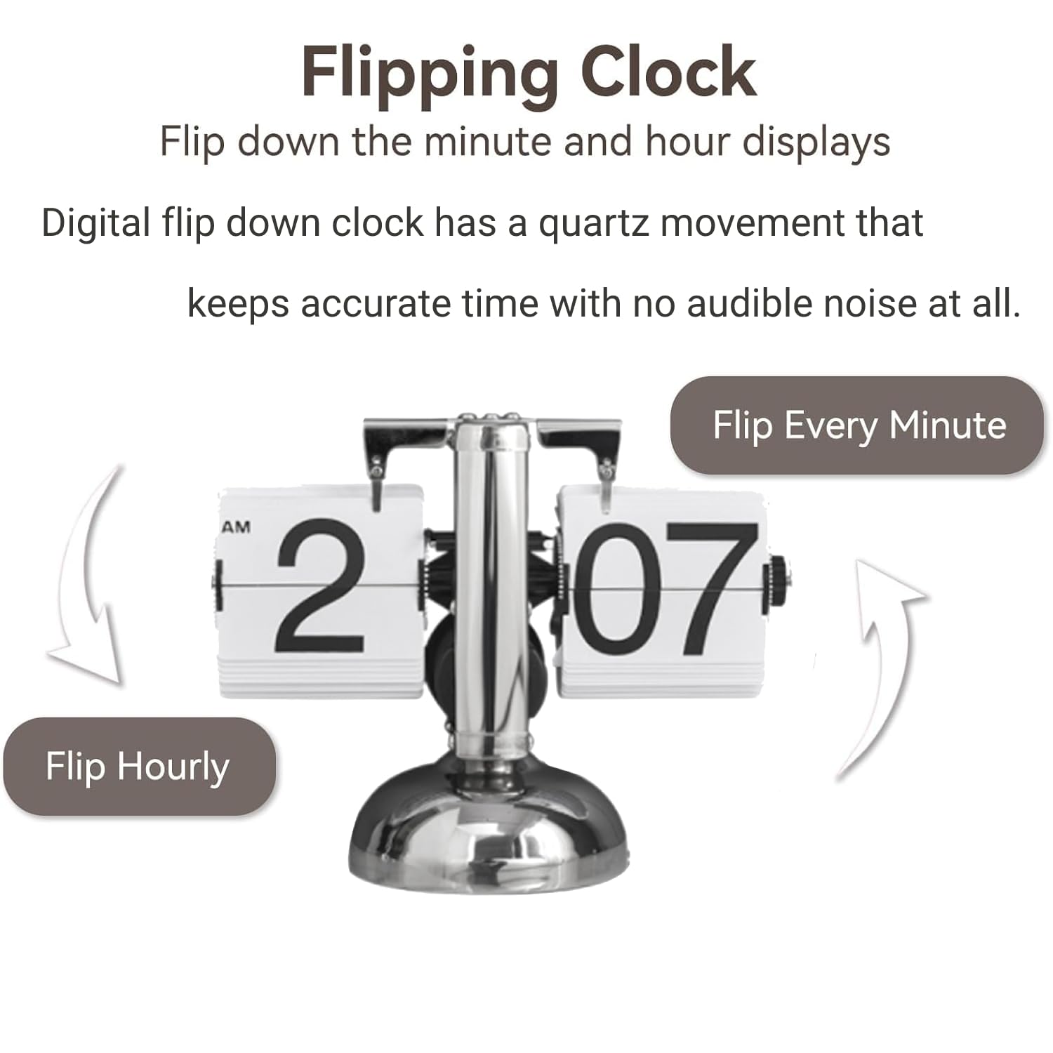 Flip Clock, Horloge De Bureau à Rabat, Horloge numérique Rétro à Rabat, Flip Desk Clock, Horloges Mécanique à Bascule Auto à Un Pied, pour la Maison Et Le Salon(Blanc)