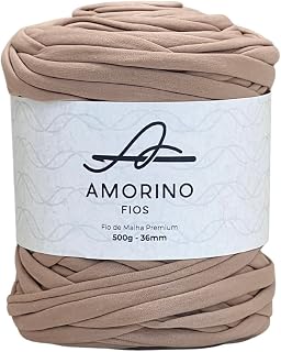 AMORINO FIOS Premium 36mm t-Shirt Yarn (Cappuccino), Very Soft Crochet Yarn, Crochet Yarn with Perfect Elasticity and Softness, Yarn for Crafts, knotless Cotton Yarn, Macrame t-Shirt Yarn.