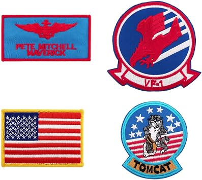 US Navy Fighter US Flag Embroidered iron on Patches 4 pcs set