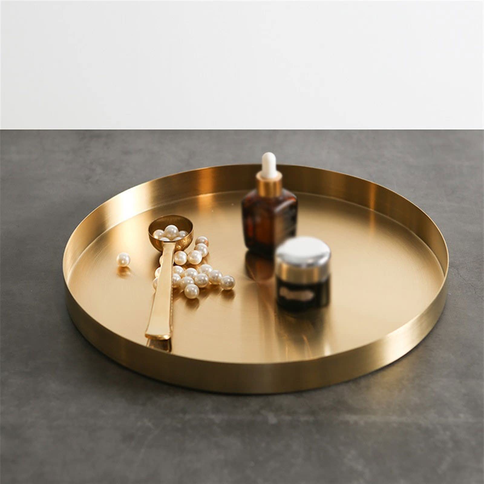 Plato Bandeja Circular Simple y práctica, Bandeja de Almacenamiento Multifuncional, Bandeja de exhibición de Joyas, Adornos de Escritorio Decorativo(Grande)