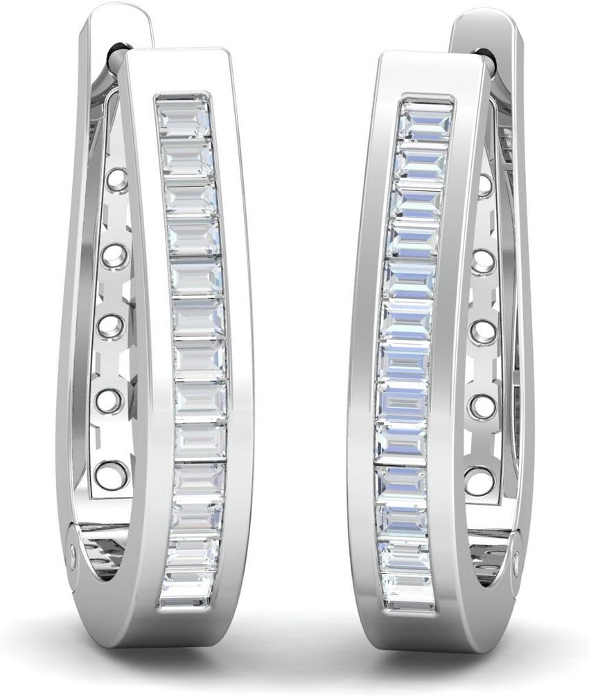 KuberBox 18KT Yellow Gold Diamond Alisa Glitter Hoop Earrings for Women