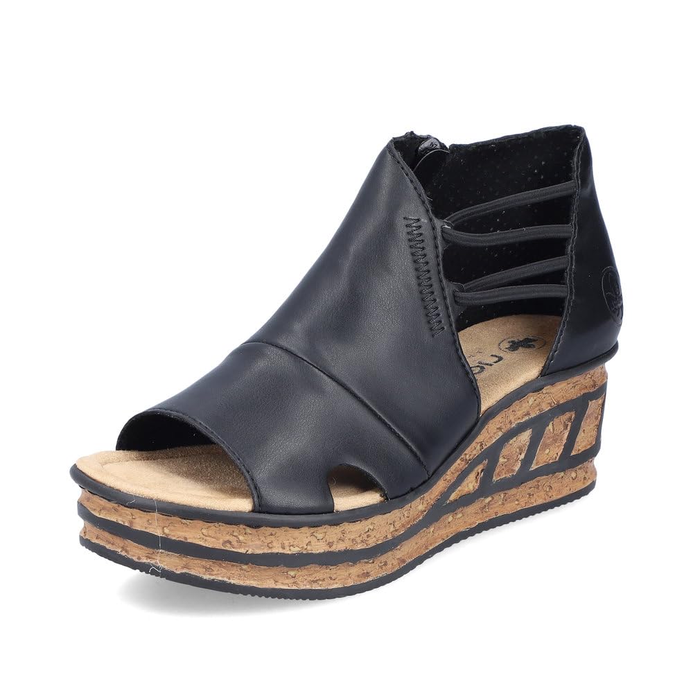 Rieker Women's Black 00 Wedge Sandals 68197, Sandals, 6 Uk