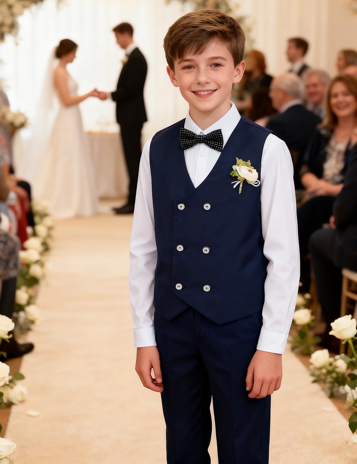 Mintgreen Jungen Anzug-Set Kinder Hochzeitsweste Hemd Hose Fliege 122-164