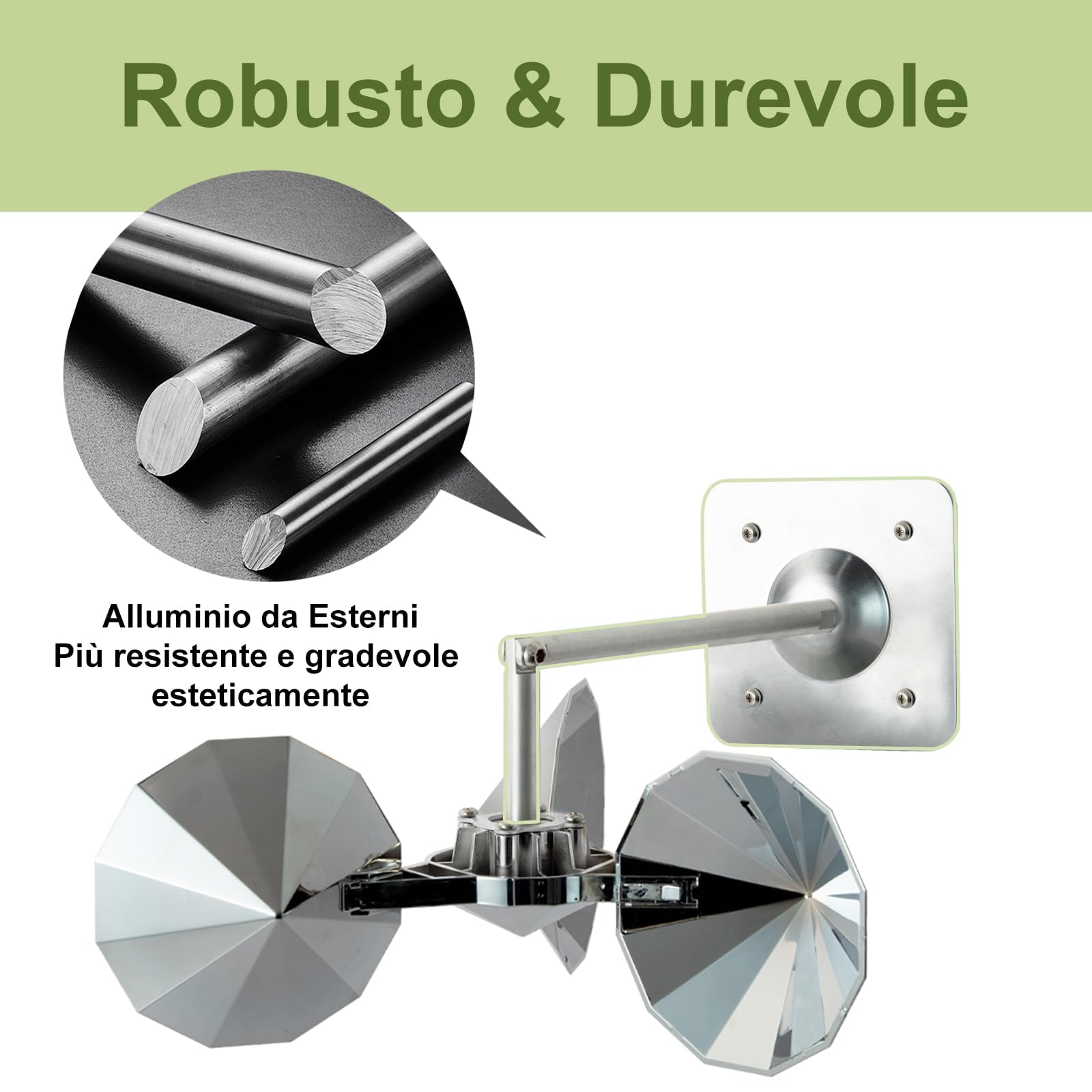 OFFO Deterrente per Piccioni,Scaccia Piccioni per Balcone,Riflesso a 360° con Base in Alluminio,Spaventa Uccelli per Giardino, Tetto,Balcone, Facciata, 1 Piece