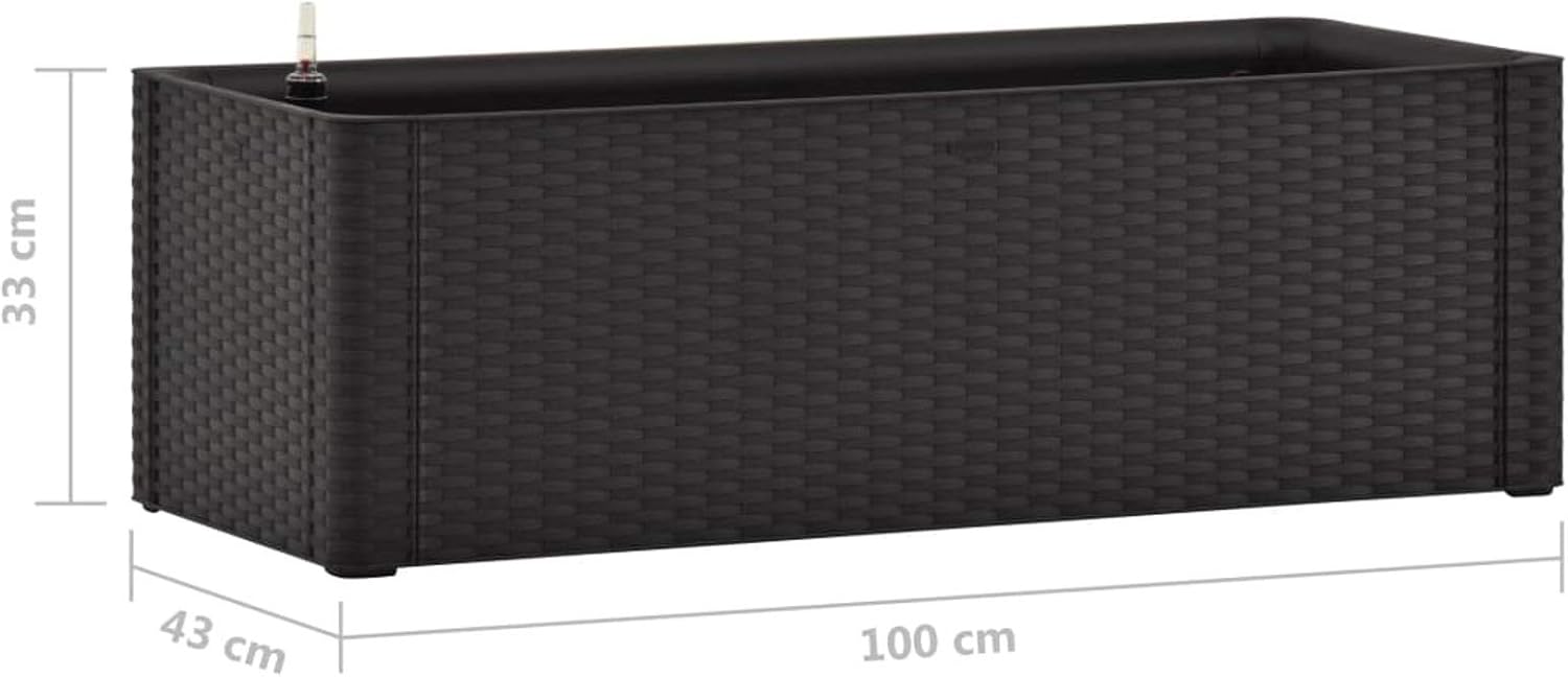 Garden Raised Bed, Self-Watering System, Anthracite Flower Box, Raised Bed with Cover, Balcony Box with Water Reservoir, Flower Boxes, Balcony, 100 x 43 x 33 cm
