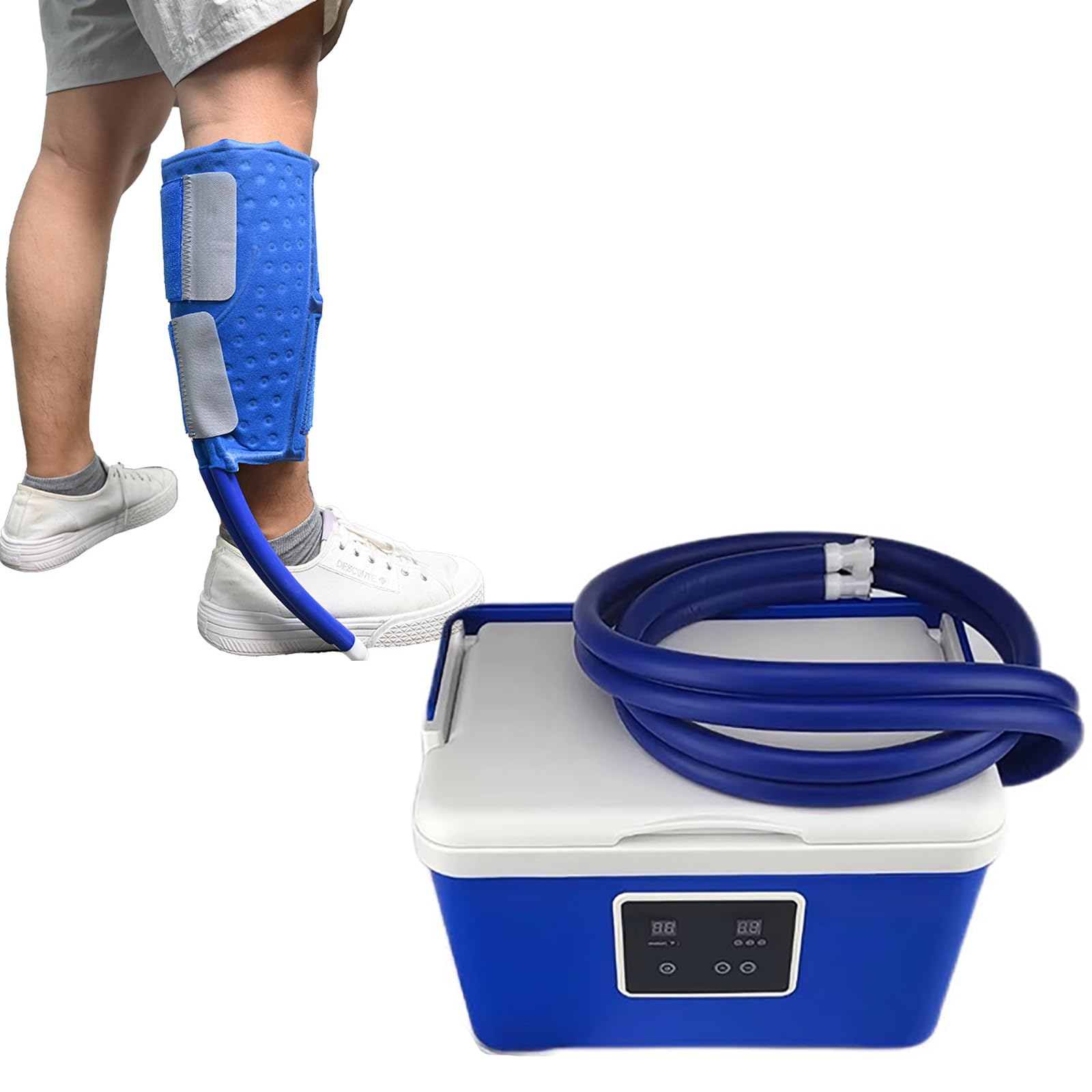 Máquina de crioterapia con tanque de agua de 8 litros, terapia de frío de 12 horas, ajustes de temporizador, diseño de aislamiento, bajo ruido para rodilla y tobillo