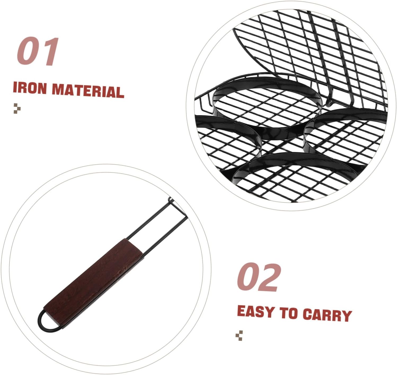 VANZACK Barbecue Grilling Basket for Outdoor Bbq Hamburger Broiler Wire Rack Family Sized Capacity for Burgers Comfortable Grip for Steak Chicken Wings Fish