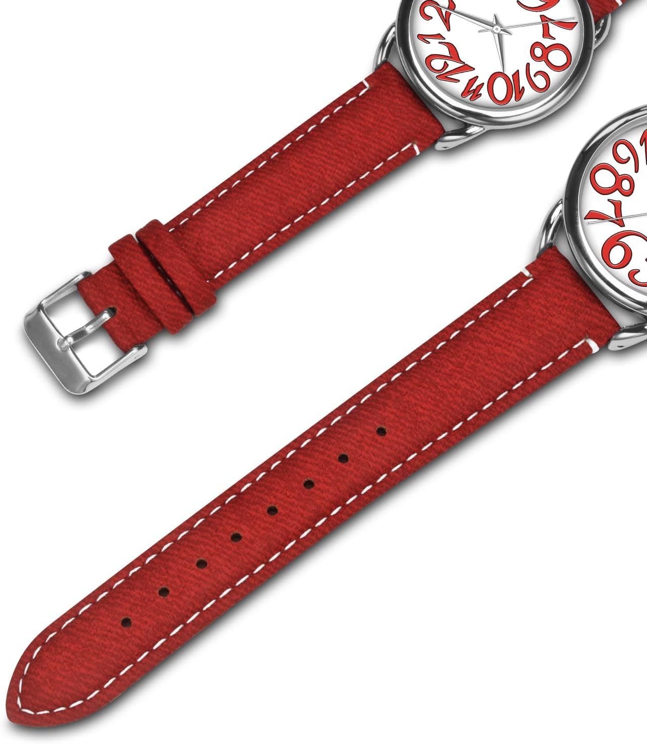 Bisley Women Watch Big Arabic Numbers Dial Easy to Read Denim Leather Strap Watch