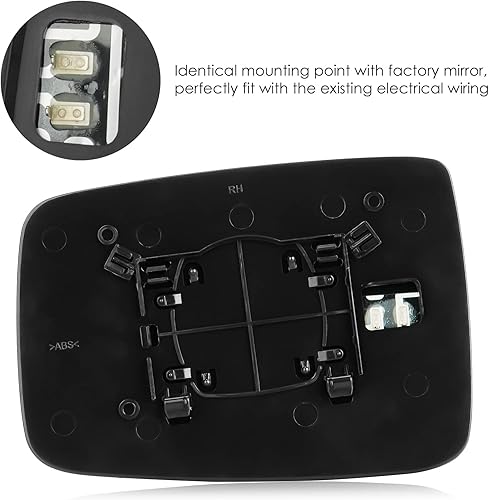 Miniatura 4 de Espejo calefactable con vista lateral derecha del pasajero con placa de respaldo compatible con Dodge Ram 1500 2500 2010, Ram 1500 2500 2011-2018