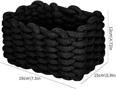 Woven Storage Bin,Cotton Rope Basket for Organizing,Empty Gift Basket,Mini Woven Basket for Organizing Books,Plants,Pet Treats, Decor for Living Room, Bedroom (White)