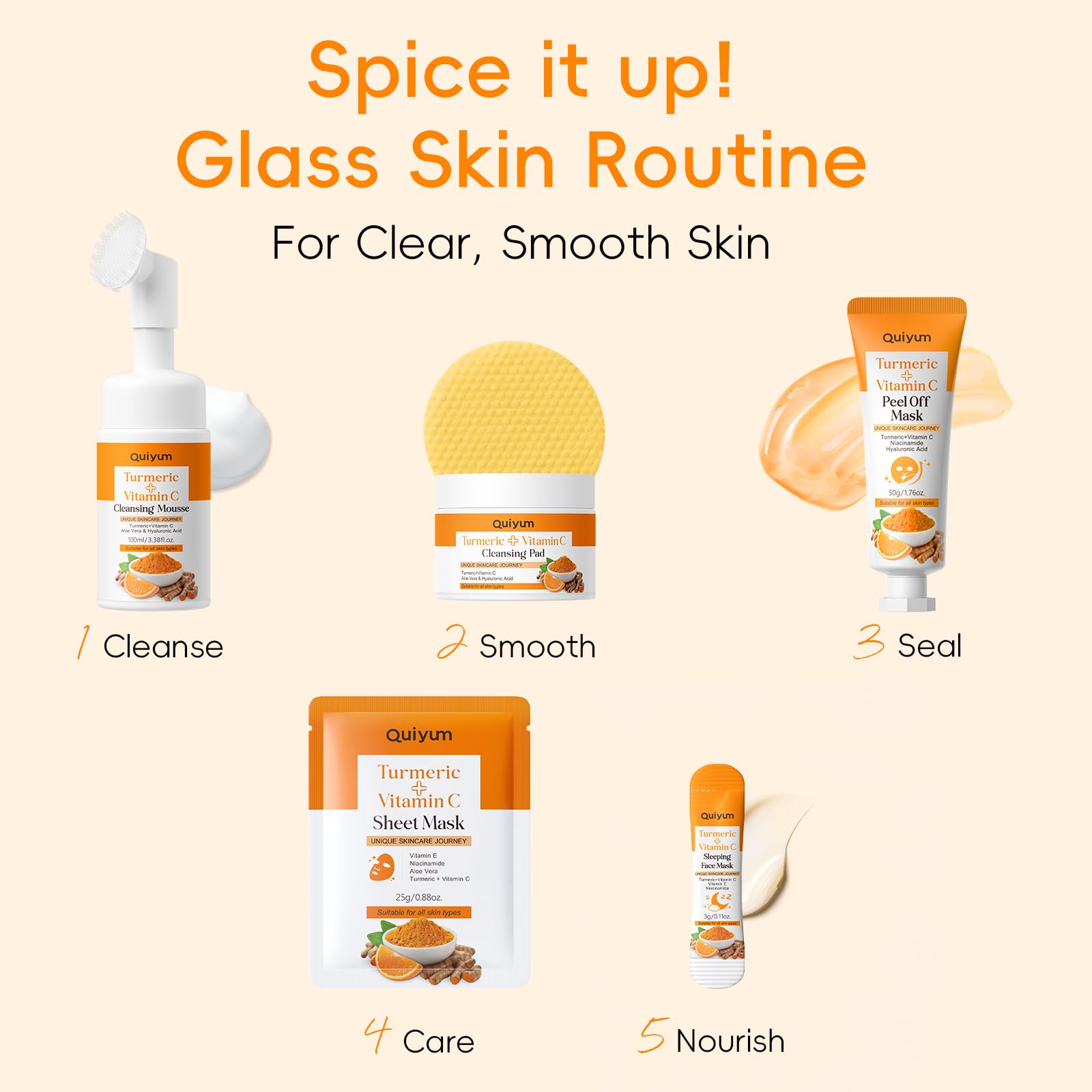 QUIYUM Turmeric Vitamin C Facial Skincare Set