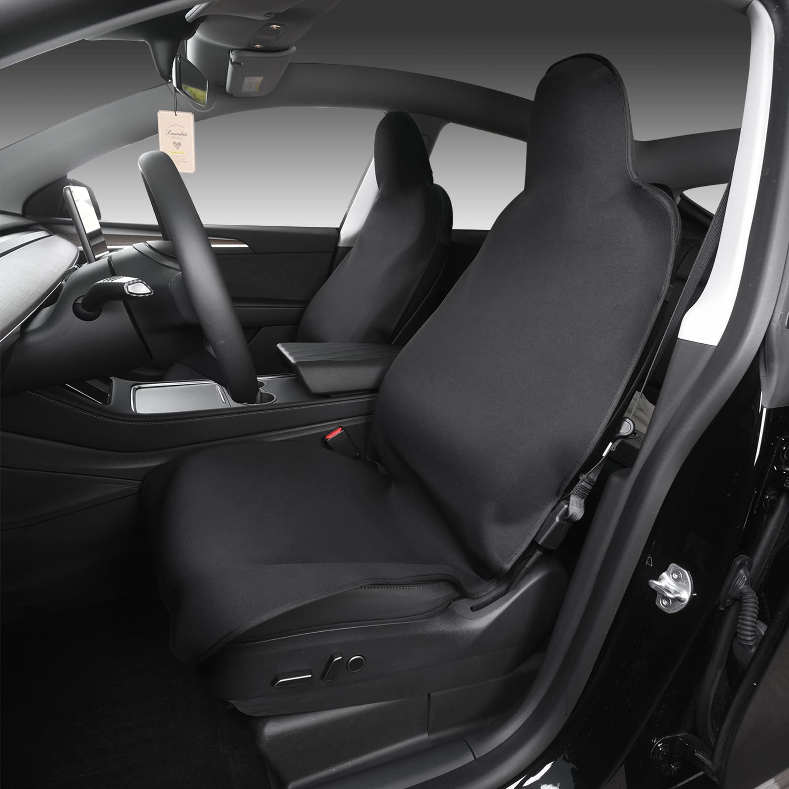 AUTOYOUTH Tesla Model Y Seat Cover 2020-2023 Waterproof Stain Resistant Car Seat Cover Neoprene Tesla Front Seat Protector Kid Dog Premium Non-Slip Foldable Tesla Model Y Accessories, Black,1 Piece