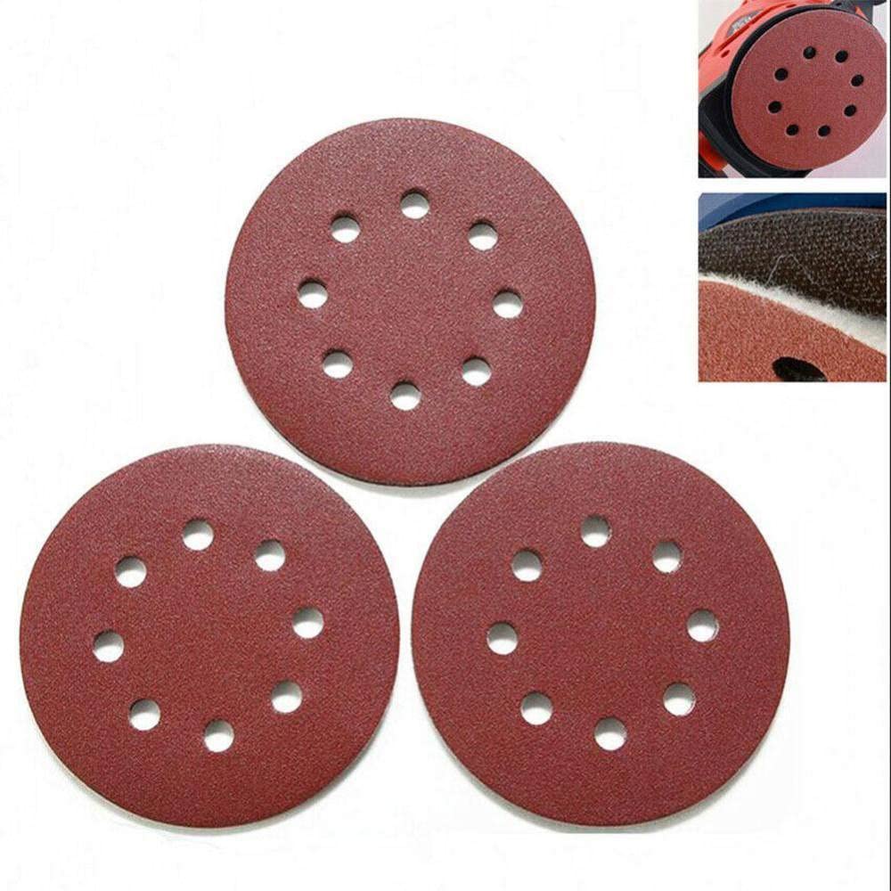 100 Disques De Ponçage 125mm - Grains 40 à 600 - Pour Bois, Métal, Voiture - Avec Tampons Auto-agrippants